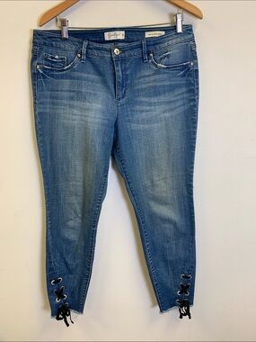 Jessica Simpson Medium Blue Lace-Up Ankle Skinny Jeans